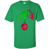 GRINCH HAND HOLDING ATLANTA BRAVES GLITTER CHRISTMAS PINGPONG