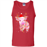 Christmas Lights Pig Wearing Santa Hat Funny Xmas - Tank Top