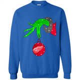 GRINCH HAND HOLDING DETROIT RED WINGS GLITTER CHRISTMAS PINGPONG