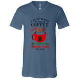 I Just Want To Drink Coffee And Watch Hallmark Christmas Movies All Day MERCHCUTE - Canvas Unisex V-Neck