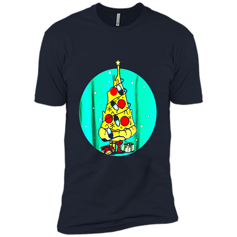 Funny Pizza Ugly Christmas Sweater Xmas Pizza Tree - Premium Short Sleeve T-Shirt