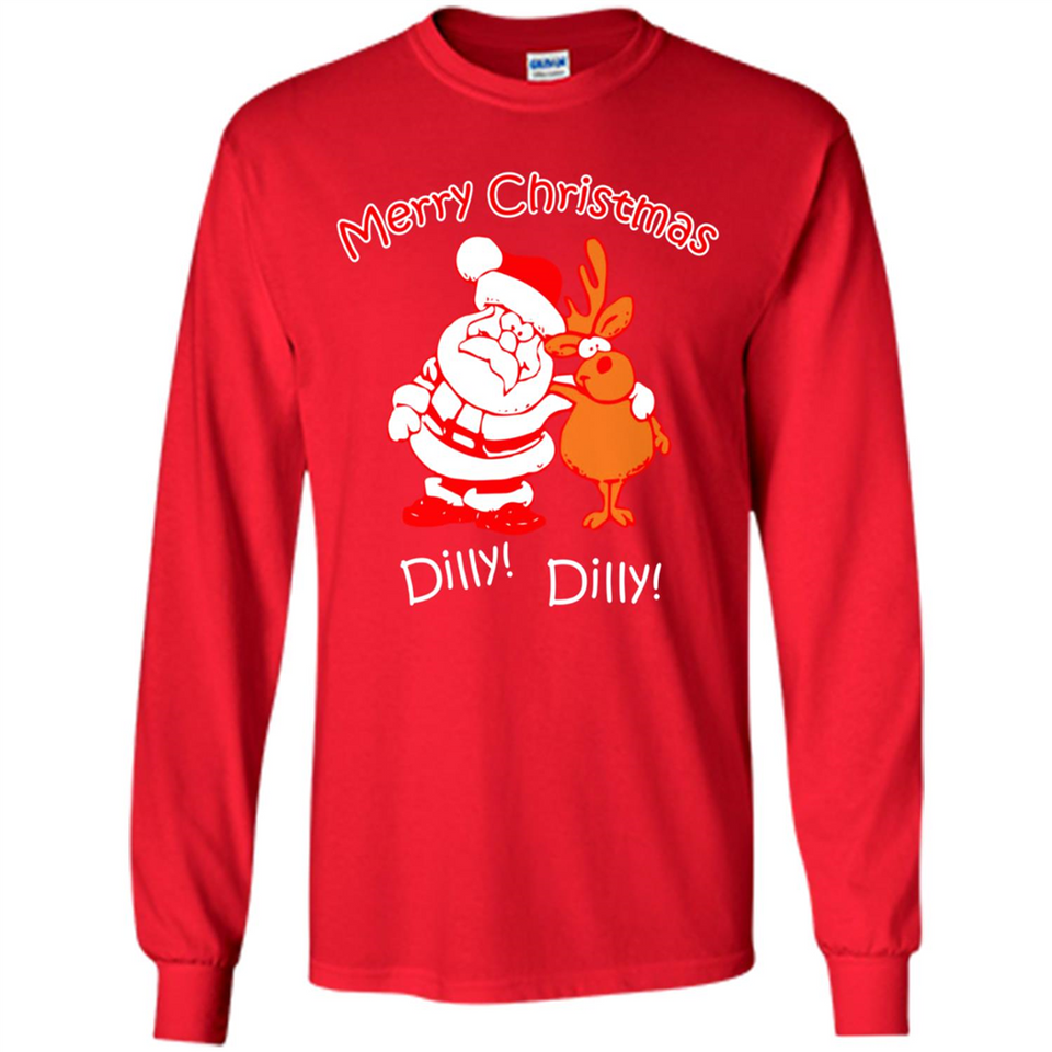 Christmas T-Shirt Santa And Reindeer Dilly Dilly - Long Sleeve T-Shirt