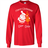 Christmas T-Shirt Santa And Reindeer Dilly Dilly - Long Sleeve T-Shirt