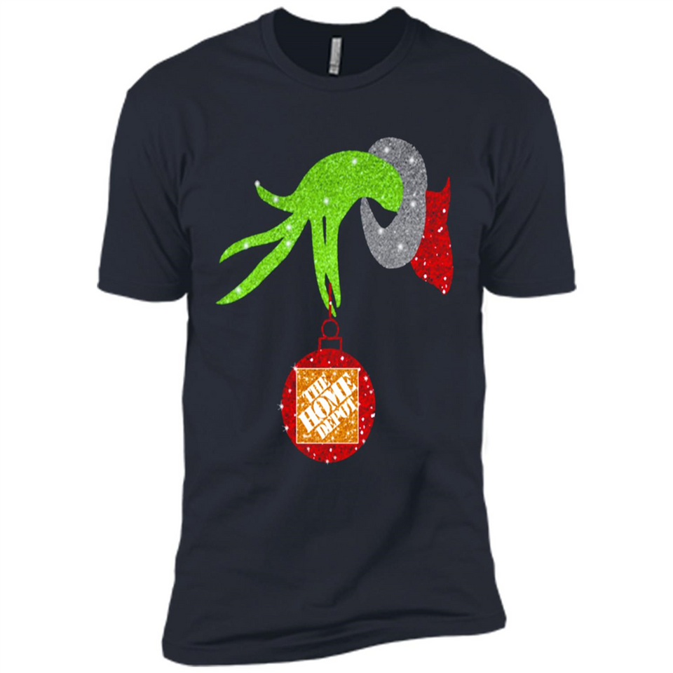Grinch hand holding Logo HomeDepot Glitter Christmas - Premium Short Sleeve T-Shirt