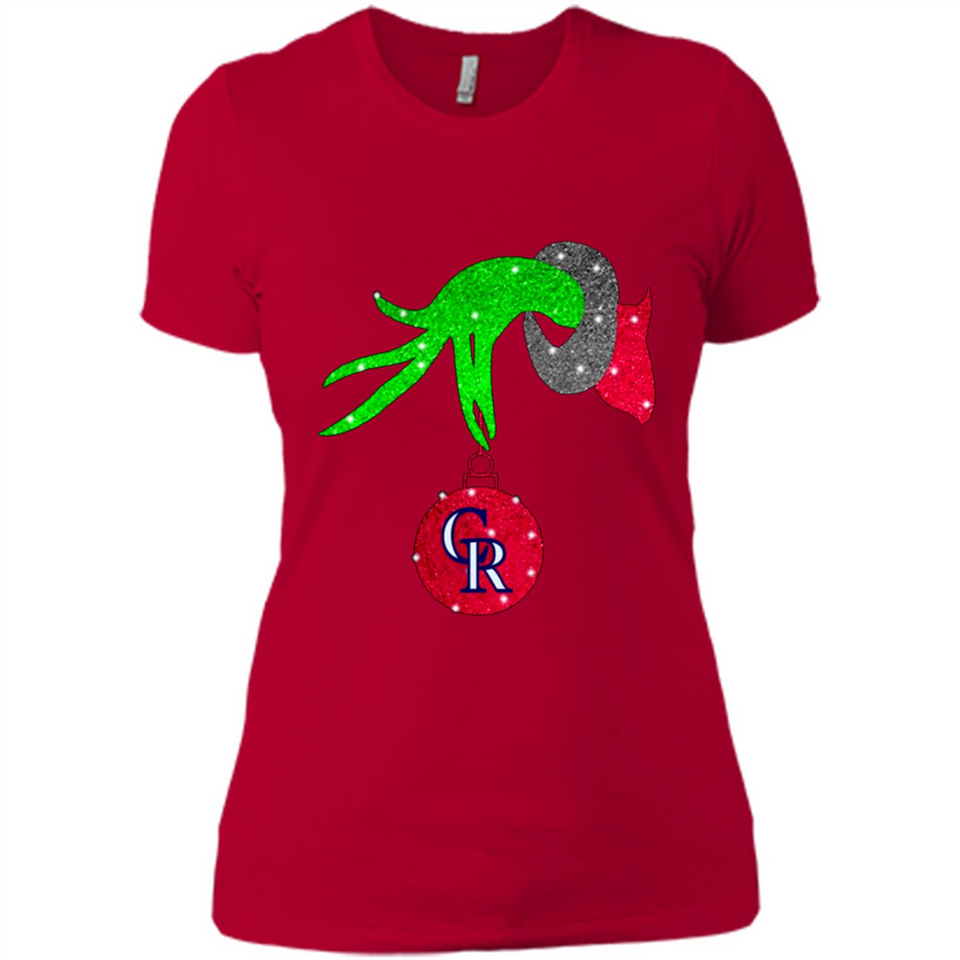 GRINCH HAND HOLDING COLORADO ROCKIES GLITTER CHRISTMAS PINGPONG