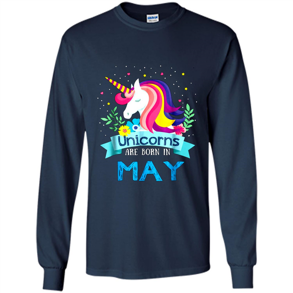 Unicorns are born in May Birthday Rainbow Gift Ladies Custom