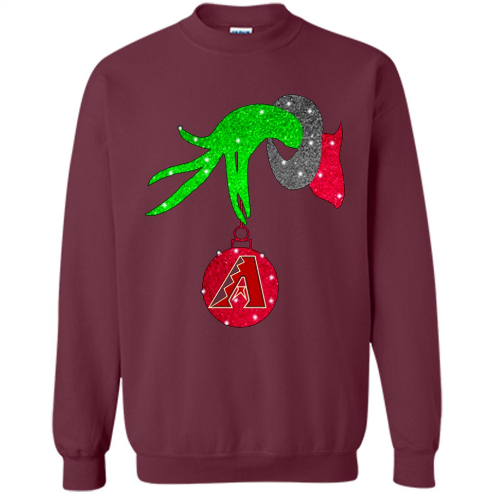 GRINCH HAND HOLDING ARIZONA DIAMONDBACKS GLITTER CHRISTMAS PINGPONG