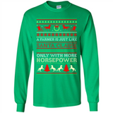 Funny Farmers Gift Ugly Santa Claus Horsepower - Long Sleeve T-Shirt