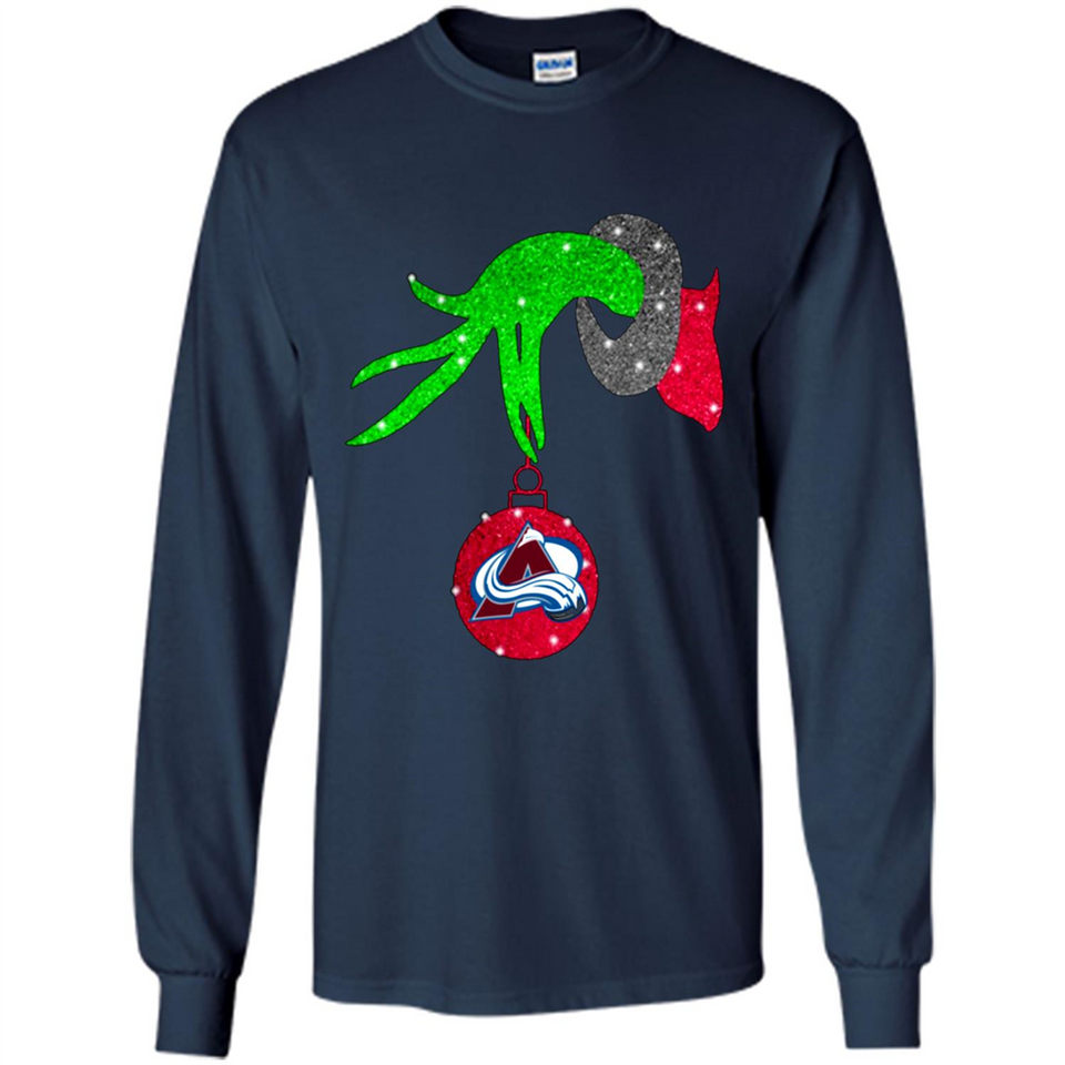 GRINCH HAND HOLDING COLORADO AVALANCHE GLITTER CHRISTMAS PINGPONG