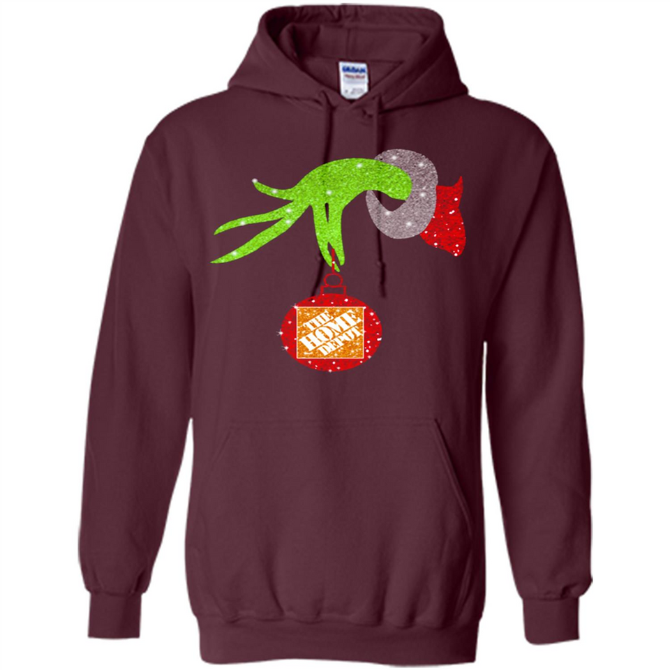 Grinch hand holding Logo HomeDepot Glitter Christmas - Hoodie