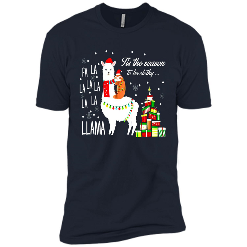 Llama Tis the season to be slothy Christmas sweatshirt PINGPONG - Premium Short Sleeve T-Shirt