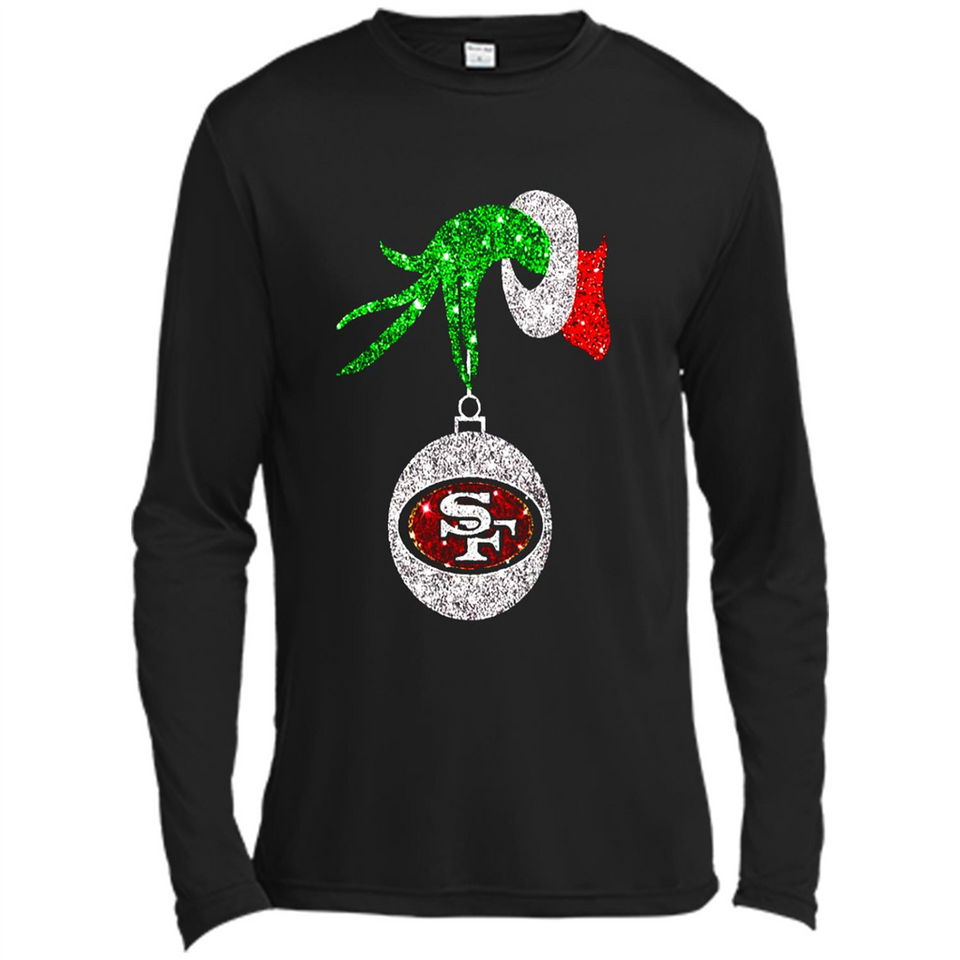 Amazing tee San Francisco 49ers Glitter Grinch Monogram Ornament Christmas Gift - Canvas Long Sleeve T-Shirt