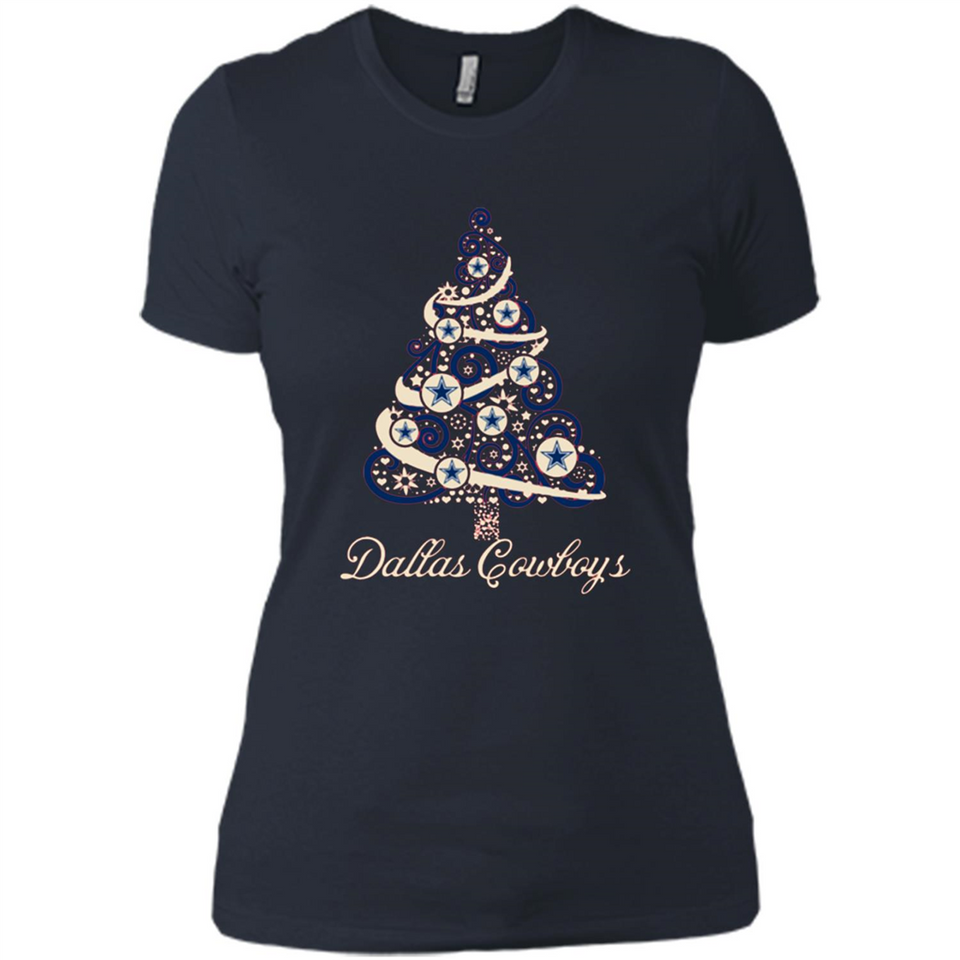 Dallas Cowboys NFL Football Team Logo Christmas Tree T-Shirt - Ladies' Boyfriend T-Shirt