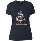 Dallas Cowboys NFL Football Team Logo Christmas Tree T-Shirt - Ladies' Boyfriend T-Shirt