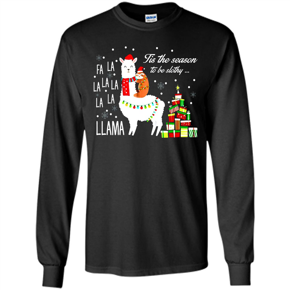 Llama Tis the season to be slothy Christmas sweatshirt PINGPONG - Long Sleeve T-Shirt