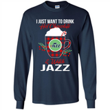 I Just Want To Drink Hot Chocolate & Watch Utah Jazz Ugly Christmas Sweater PINGPONG