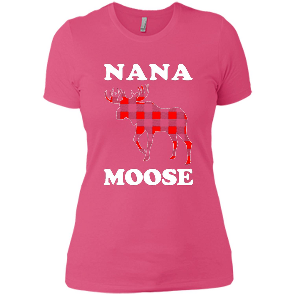 Nana Moose Funny Christmas Plaid Buffalo T-Shirt - Ladies' Boyfriend T-Shirt