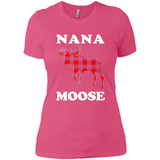 Nana Moose Funny Christmas Plaid Buffalo T-Shirt - Ladies' Boyfriend T-Shirt