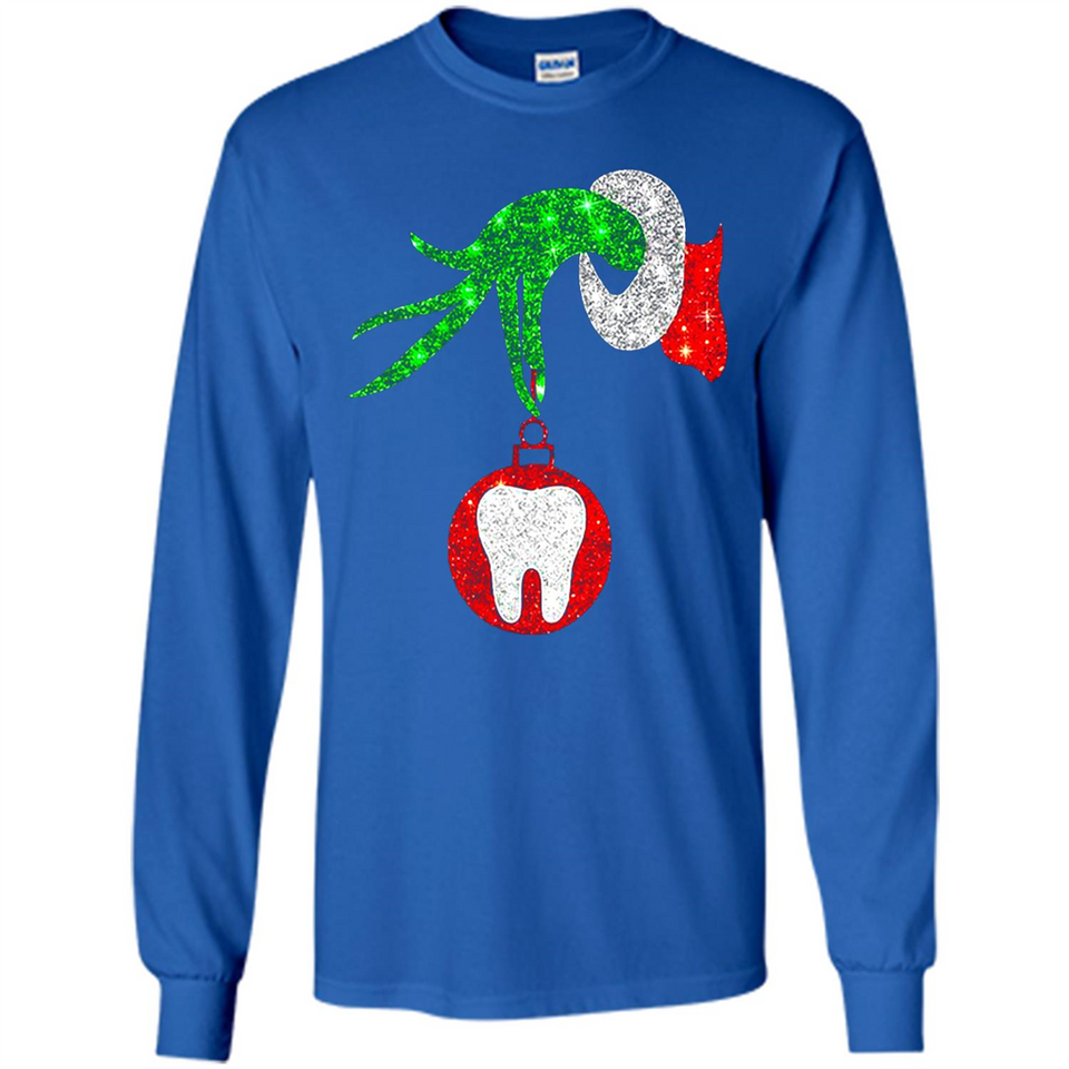 Christmas Nurse Grinch hand holding clinic dental ornament - Long Sleeve T-Shirt