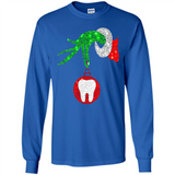 Christmas Nurse Grinch hand holding clinic dental ornament - Long Sleeve T-Shirt