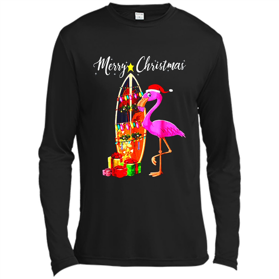 Flamingo Christmas Shirt, Merry Christmas Shirt , Flamingo - Canvas Long Sleeve T-Shirt