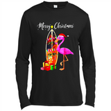 Flamingo Christmas Shirt, Merry Christmas Shirt , Flamingo - Canvas Long Sleeve T-Shirt