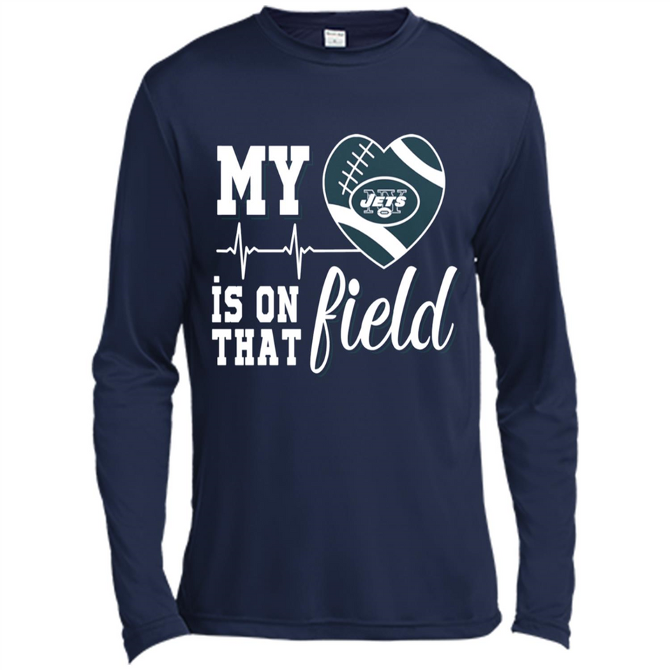 New York Jets Football My Heart is on that Field - Canvas Long Sleeve T-Shirt