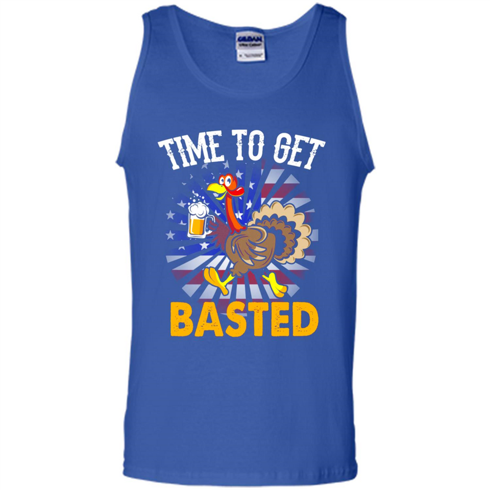 Time To Get Basted Funny Turkey Beer Thanksgiving - Tank Top