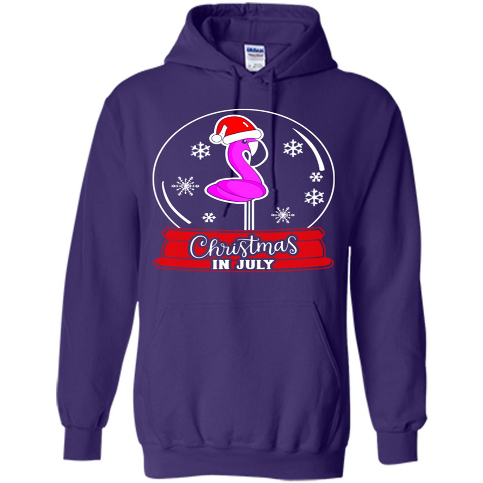 Christmas In July Flamingo Snow Globe Santa Hat - Hoodie