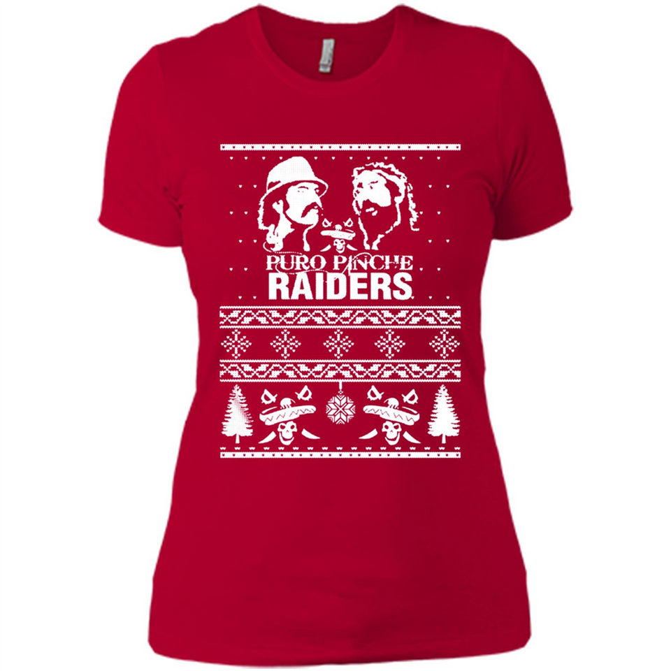 Puro Pinche Raiders Ugly Christmas Sweater - Ladies' Boyfriend T-Shirt