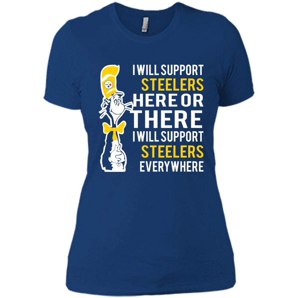 Shirt For Dr Seuss Cat And Pittsburgh Steelers Fans - Ladies' Boyfriend T-Shirt