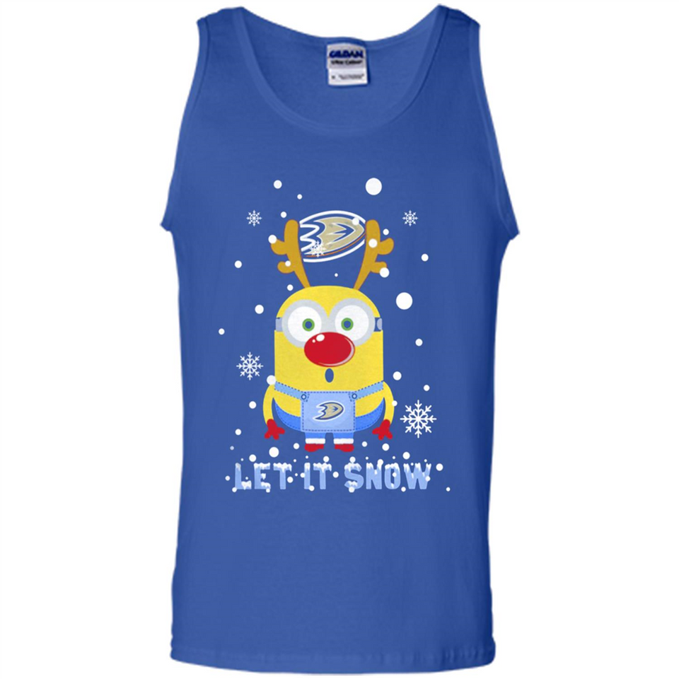 Minion Anaheim Ducks Ugly Christmas Sweater Let it Snow - Tank Top