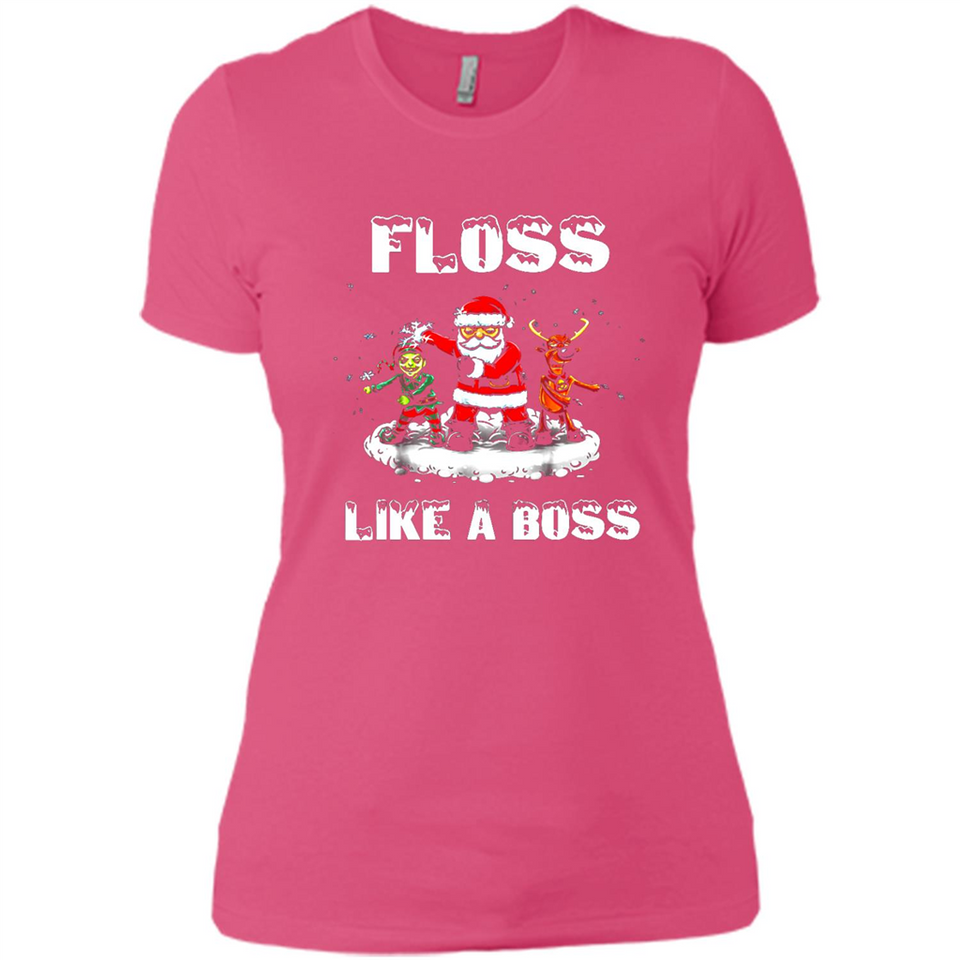 Floss Like A Boss Santa Flossing Dance Funny - Ladies' Boyfriend T-Shirt