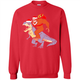 Bigfoot Riding Dinosaurus T-Shirt Funny Bigfoot Santa - Sweatshirt