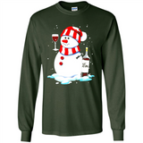 Cute Snowman drink Red Wine Christmas T-Shirt - Long Sleeve T-Shirt