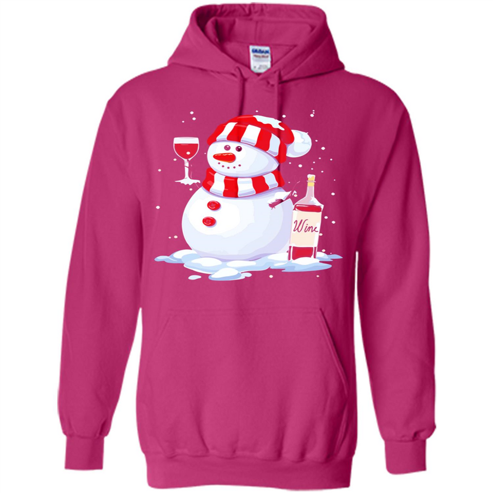 Cute Snowman drink Red Wine Christmas - Hoodie