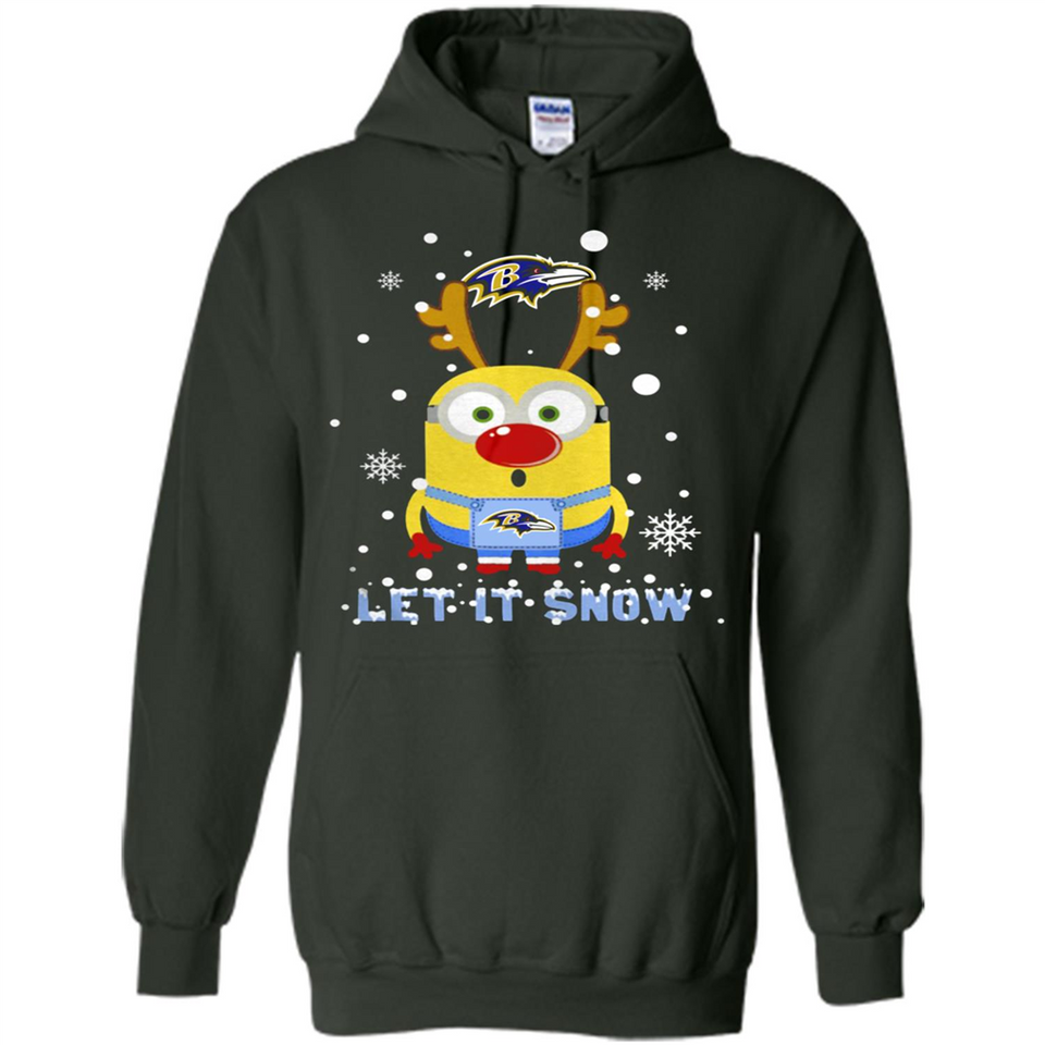 Minion Baltimore Ravens Ugly Christmas Sweater Let it Snow - Hoodie