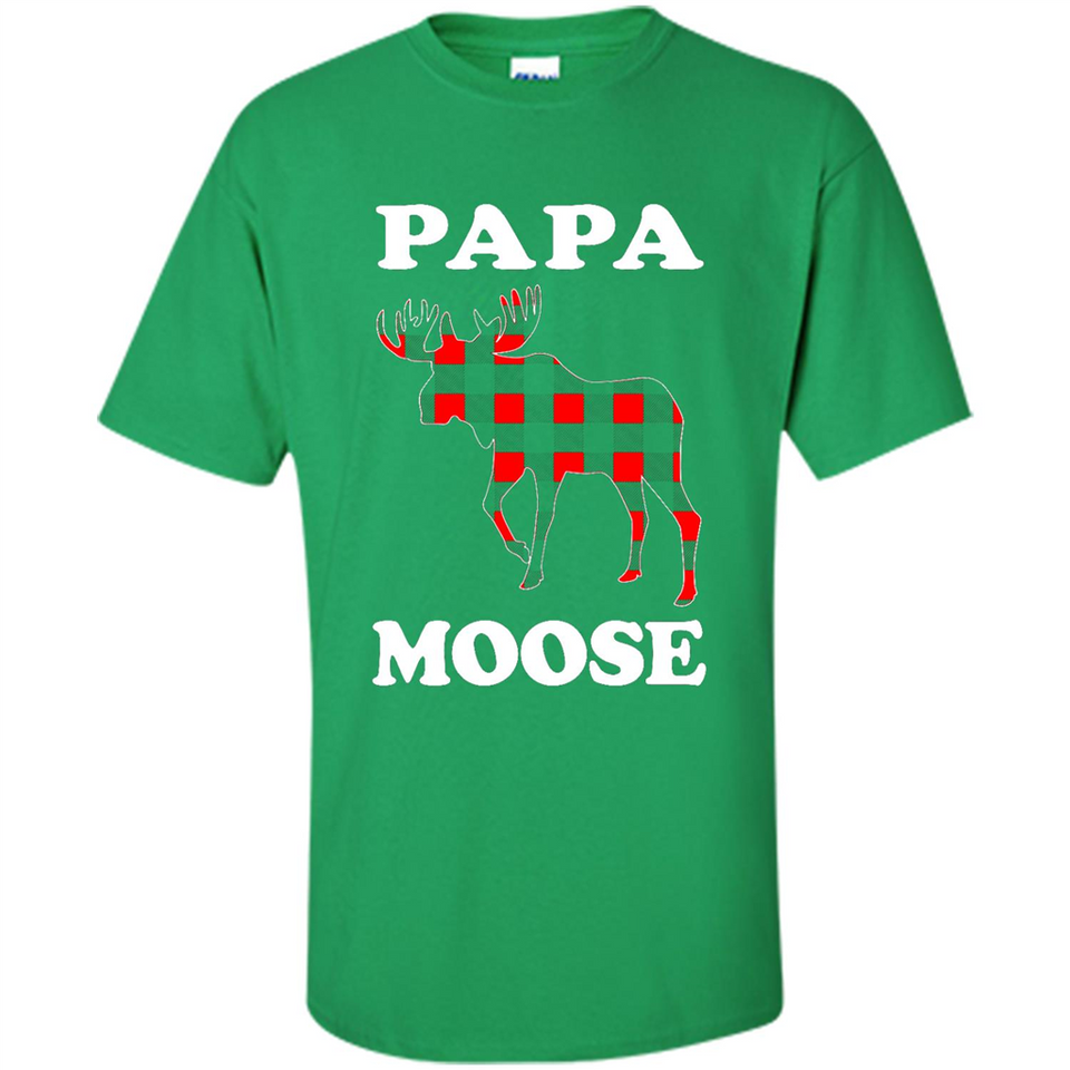 Papa Moose Funny Christmas Plaid Buffalo T-Shirt - Shirt