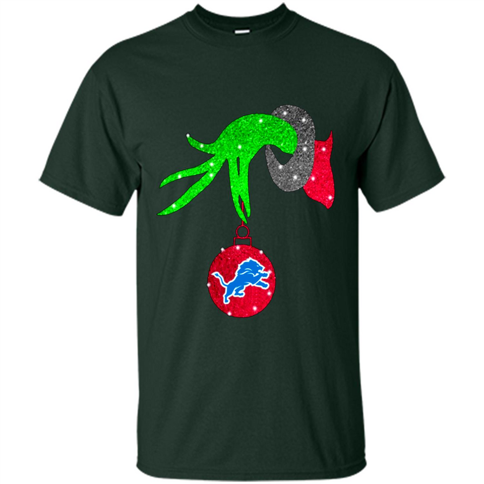GRINCH HAND HOLDING DETROIT LIONS GLITTER CHRISTMAS PINGPONG