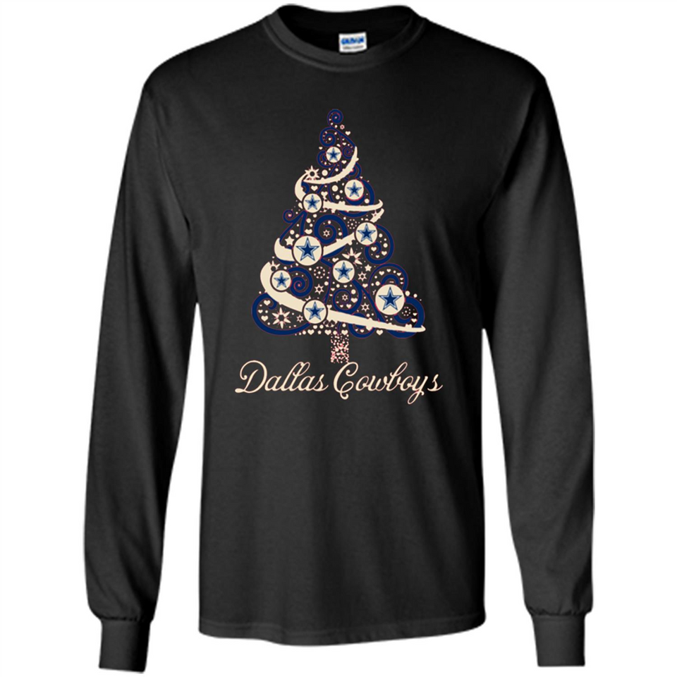 Dallas Cowboys NFL Football Team Logo Christmas Tree T-Shirt - Long Sleeve T-Shirt