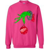 GRINCH HAND HOLDING DETROIT RED WINGS GLITTER CHRISTMAS PINGPONG