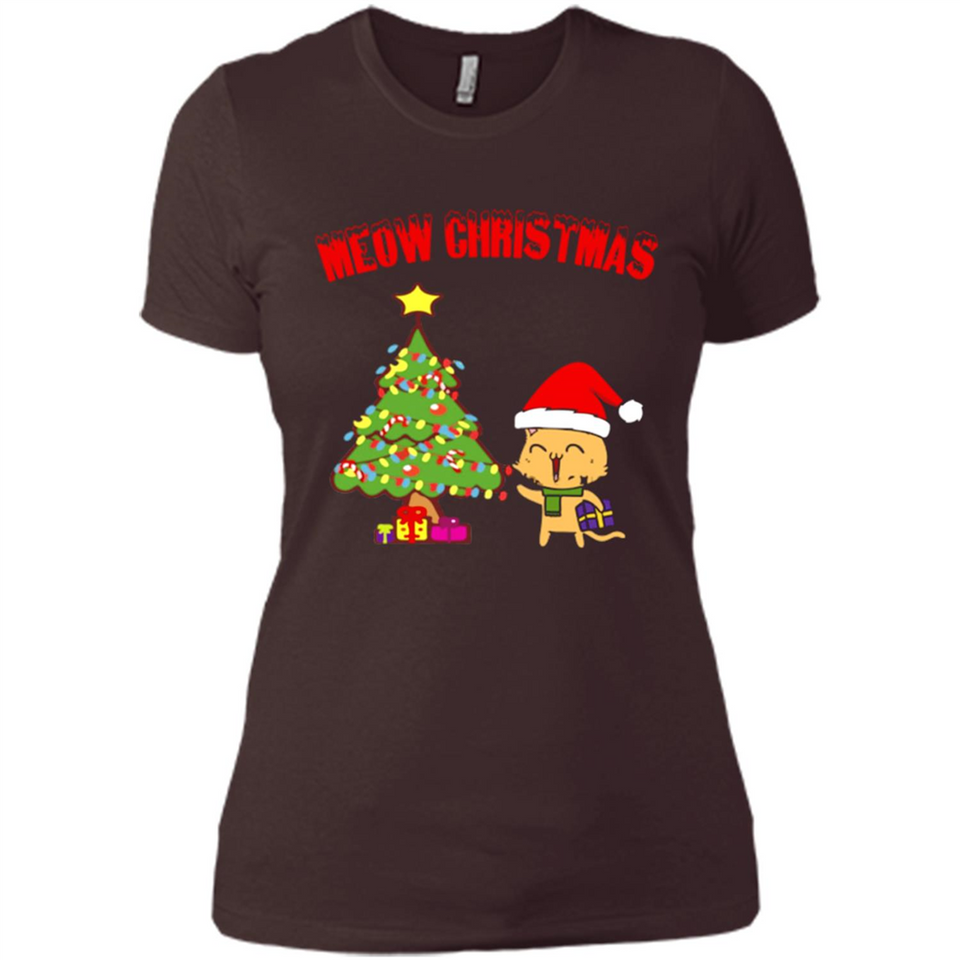 Meow merry christmas- cat and pine merry christmas - Ladies' Boyfriend T-Shirt