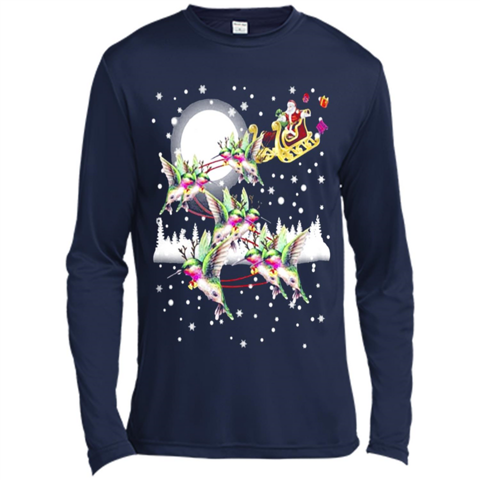 Hummingbird Santa Sleigh - Canvas Long Sleeve T-Shirt