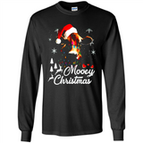 Mooey Christmas Cow Santa Christmas Lover Lights Sweatshirt - Long Sleeve T-Shirt
