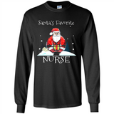 Funny Christmas Nurse Shirt, Santa_s Favorite Nurse - Long Sleeve T-Shirt