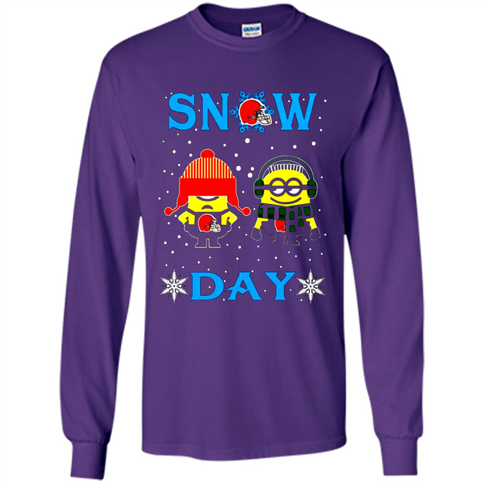 Snow Day Shirt For Cleveland Browns Vs Minion Fans pingpong