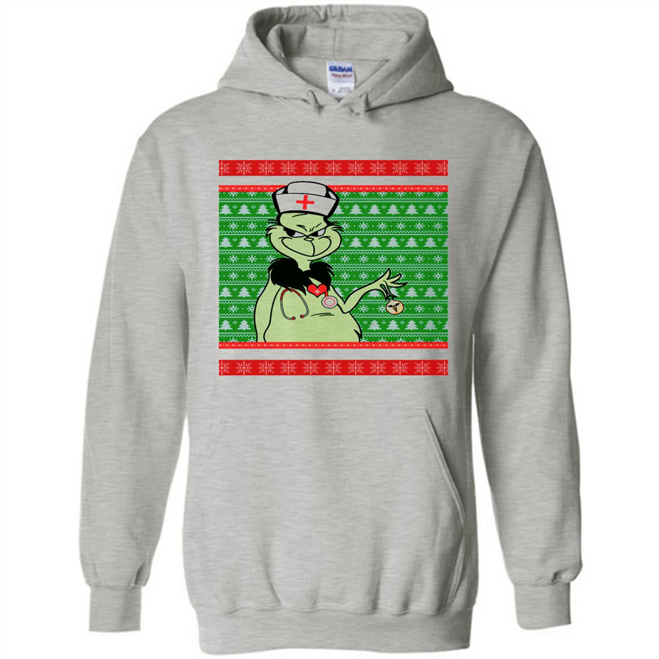 Grinch Nurse Ugly Christmas Sporty T-Shirt PINGPONG - Hoodie