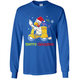 Funny Santa Christmas Chicken Shirt - Merry Chickmas - Long Sleeve T-Shirt