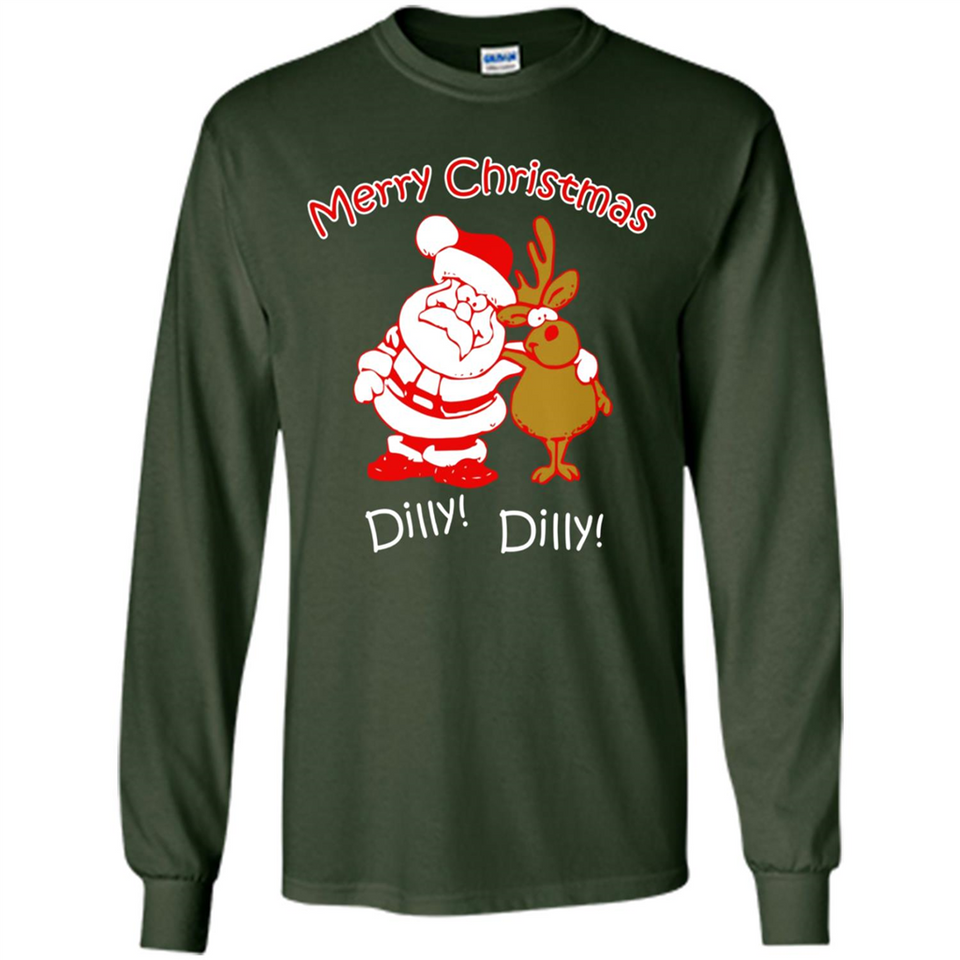 Christmas T-Shirt Santa And Reindeer Dilly Dilly - Long Sleeve T-Shirt