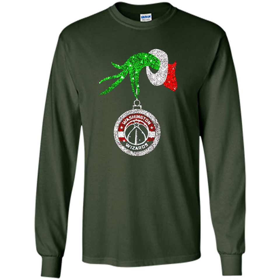 Funny Washington Wizards Glitter Grinch Monogram Ornament Christmas - Long Sleeve T-Shirt